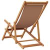 vidaXL Folding Beach Chair Taupe Solid Wood Eucalyptus and Fabric