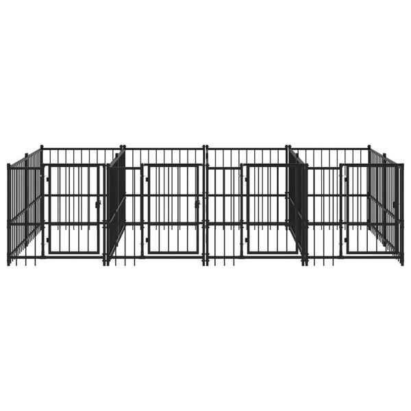 vidaXL Dog Kennel Black Powder-Coated Steel 80.8 sq ft area Tough