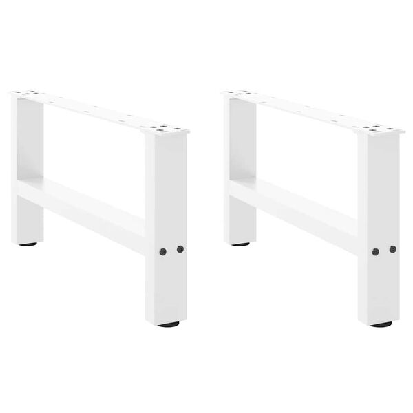 vidaXL Coffee Table Leg Set of 2 White Powder-Coated Steel Medium