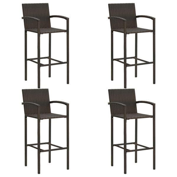 vidaXL Garden Bar Set Brown PE Rattan Medium Footrest