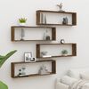 vidaXL Wall Cube Shelf Set of 4 Smoked Oak Engineered Wood Standard