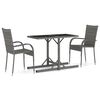 vidaXL Dining Set Grey PE Rattan, Powder-Coated Steel, Glass Compact