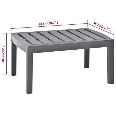 vidaXL Patio Table Mocha 30.7"x21.7"x15" Plastic