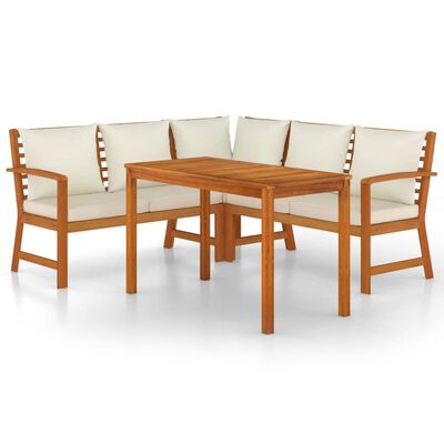 vidaXL 4 Piece Patio Dining Set with Cushions Solid Wood Acacia