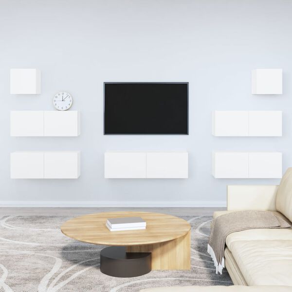 vidaXL TV Cabinet Set Set of 7 White Engineered wood Large Storage