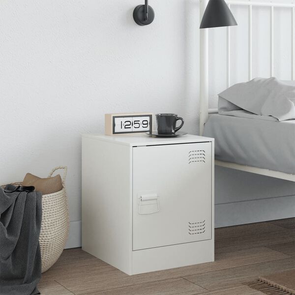 vidaXL Bedside Cabinet White Cold-rolled steel Medium Bedside Cabinet