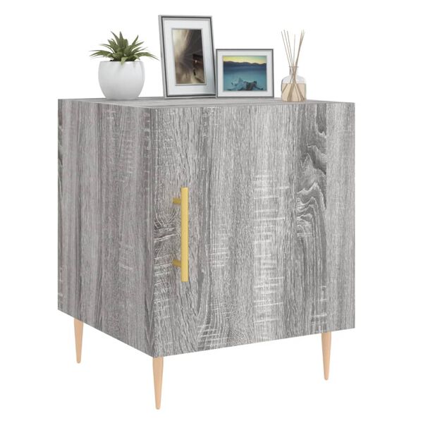 vidaXL Bedside Cabinet Grey Sonoma Engineered wood, Iron Medium Modern