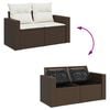 vidaXL Garden Sofa Set Brown PE Rattan Large Adjustable Feet