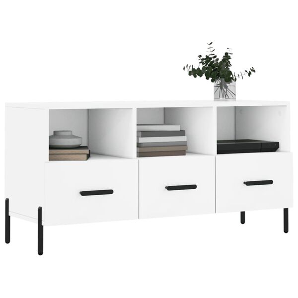 vidaXL TV Cabinet White Engineered Wood, Iron Medium TV Cabinet