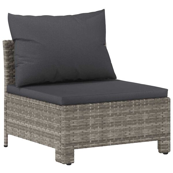 vidaXL Garden Lounge Set Grey PE rattan, powder-coated steel Large