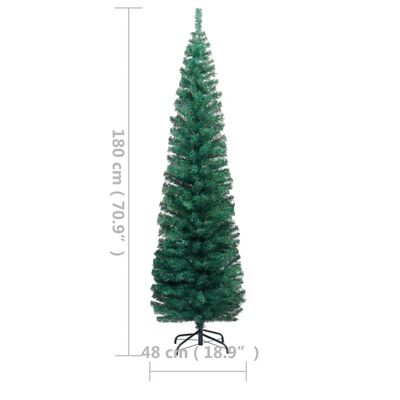 vidaXL Slim Artificial Pre-lit Christmas Tree with Stand Green 70.9" PVC