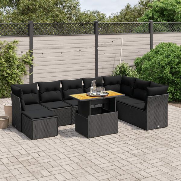 vidaXL Garden Sofa Set Black