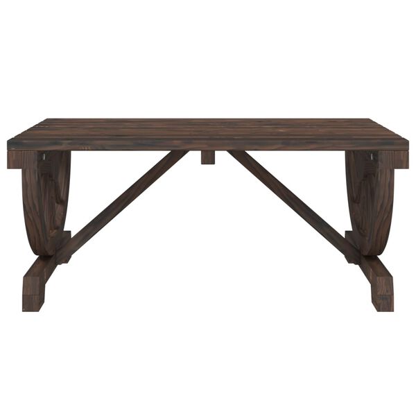vidaXL Garden Coffee Table Burnt Wood Solid Fir Wood Medium Durable