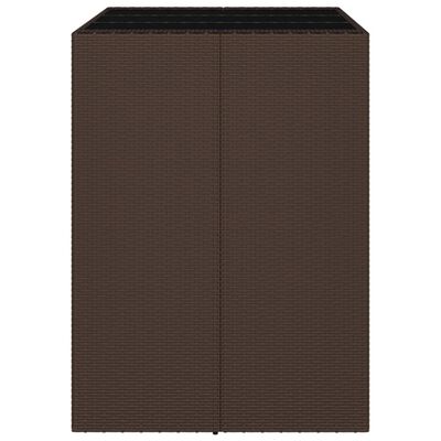 vidaXL Bar Table with Glass Top Brown 41.3"x31.5"x43.3" Poly Rattan