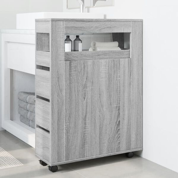 vidaXL Narrow Bathroom Cabinet Grey Sonoma Engineered wood