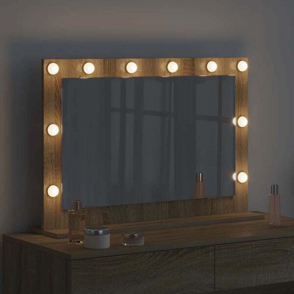 vidaXL Vanity Mirror with Mirror Sonoma Oak 31.50 x 21.65 x 7.09 in