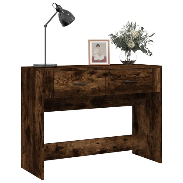 vidaXL Console Table Smoked Oak Engineered Wood 39.4 x 15.4 x 29.5 in