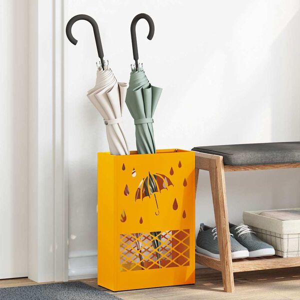 vidaXL Umbrella Stand Mustard yellow 11.02 x 4.72 x 16.14 in Steel