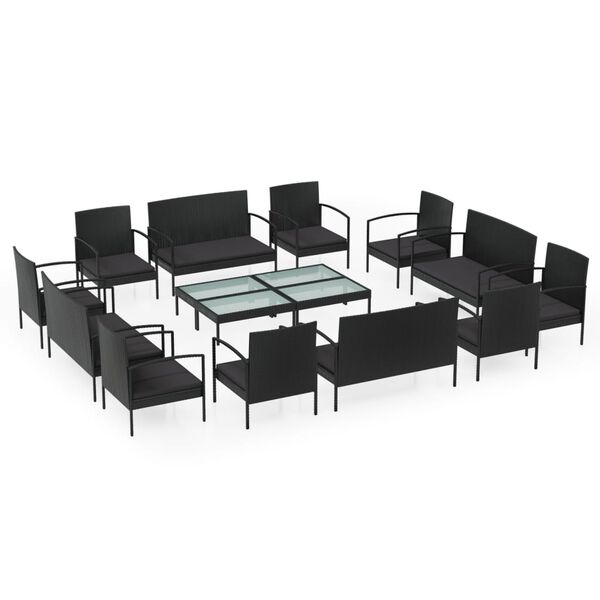 vidaXL Patio Lounge Set Set of 16 Black