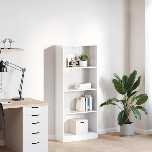vidaXL Bookcase High gloss white Engineered wood Tall Bookcase