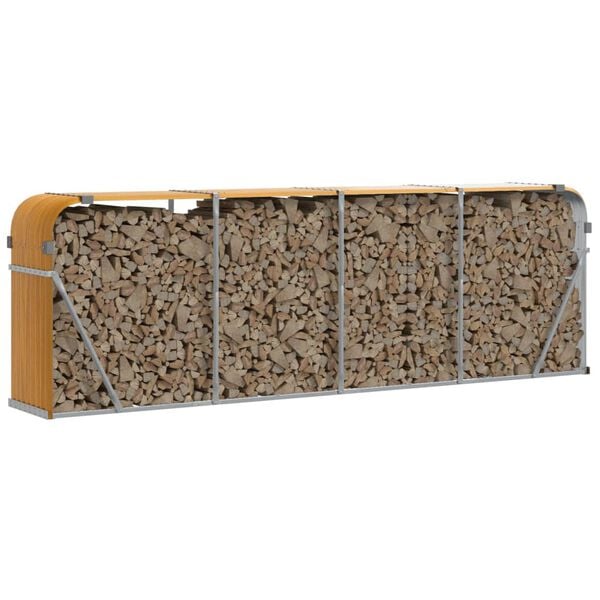 vidaXL Log Holder Wood Look 118.1"x17.7"x39.4" Galvanized Steel