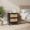 vidaXL Bedside Cabinet Black, Natural Solid Mango Wood, Iron, Jute