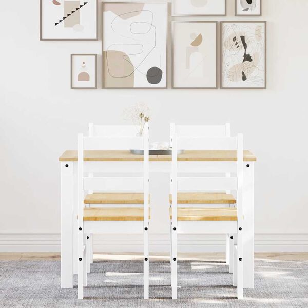 vidaXL Dining Set White Solid pine wood Medium Durable Dining Set