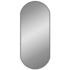 vidaXL Wall Mirror Black Glass, PVC 31.5 x 13.8 in Wall Mirror Oval