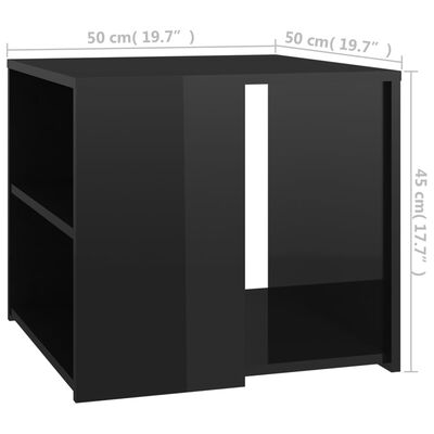 vidaXL Side Table High Gloss Black 19.7"x19.7"x17.7" Engineered Wood