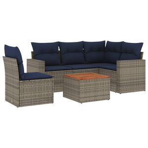 vidaXL 6 Piece Patio Sofa Set with Cushions Gray Poly Rattan
