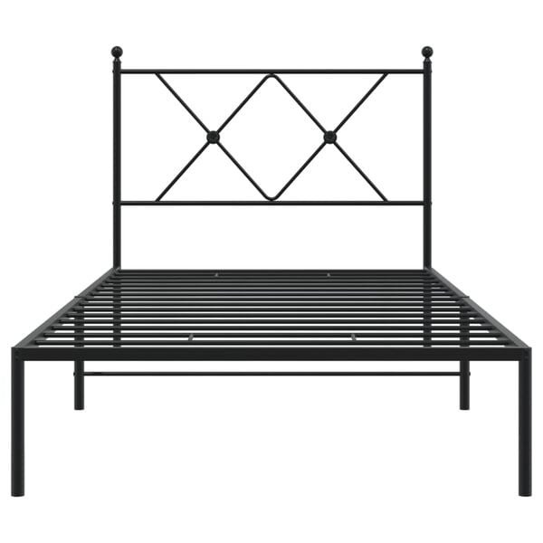 vidaXL Bed Frame Black Powder-Coated Steel 35.4x78.7 in Bed Frame