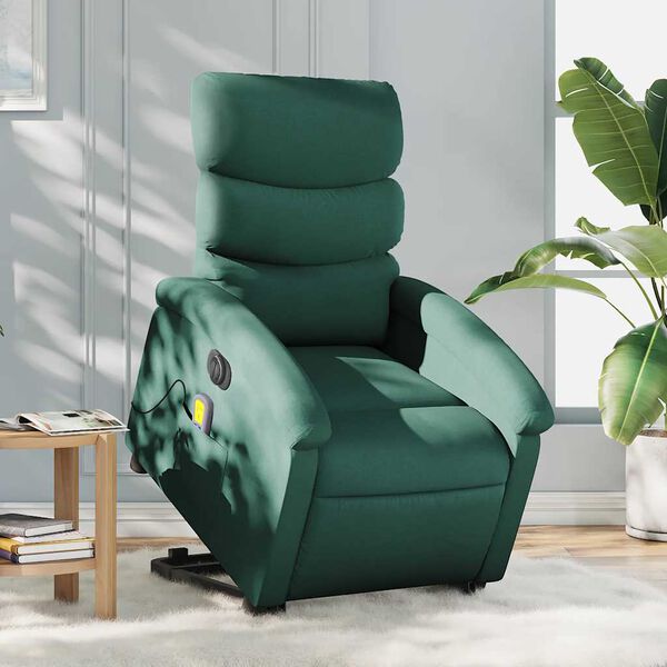 vidaXL Electric Stand Up Massage Recliner Chair Dark Green