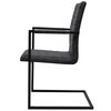 vidaXL Dining Chair Set of 2 Black PU leather, Steel Medium Sleek