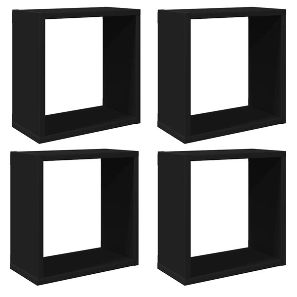 vidaXL Cube Shelf Set of 4 Black Engineered wood 11.8 x 5.9 x 11.8 in