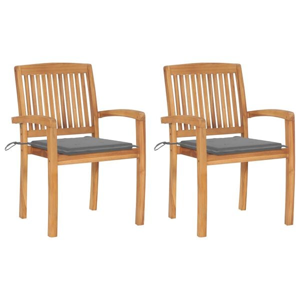 vidaXL Garden Chair Set of 2 Teak wood Solid Teak Wood Medium