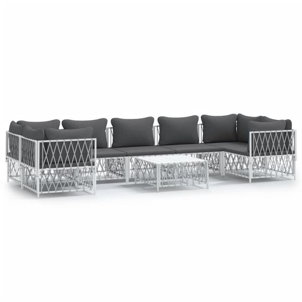 vidaXL Garden Lounge Set White and Dark Grey