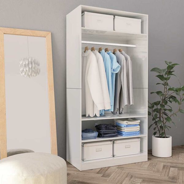 vidaXL Wardrobe High gloss white Engineered wood Compact Wardrobe
