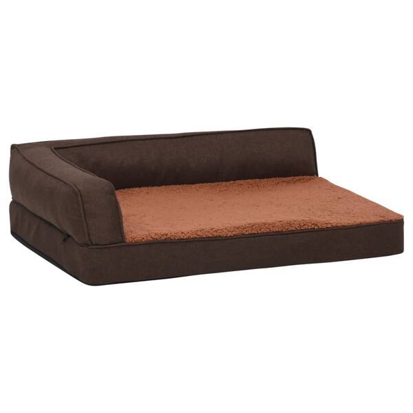 vidaXL Dog Bed Mattress Brown 100% Polyester, Fleece 23.6 x 16.5 x 7.5 in