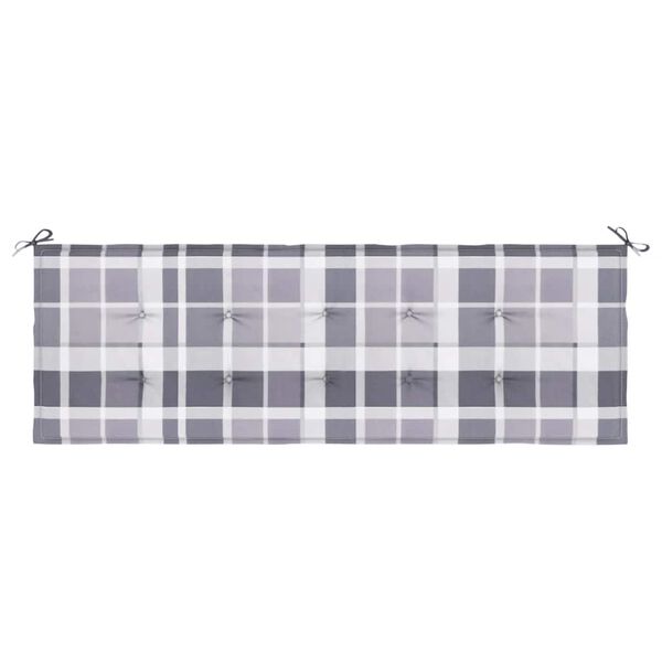 vidaXL Patio Bench Cushion Grey Check Pattern 150x50x1.6 " Oxford Fabric