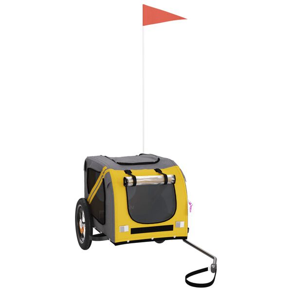 vidaXL Pet Bike Trailer Yellow Oxford fabric Medium Pet Bike Trailer