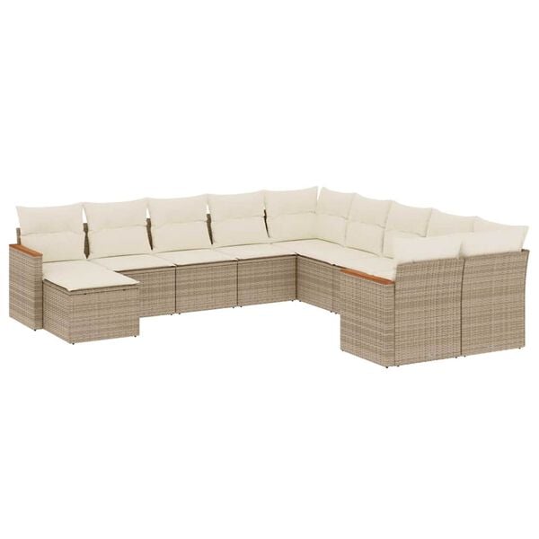 vidaXL Garden Sofa Set Beige Poly Rattan Large Modular Garden Sofa Set