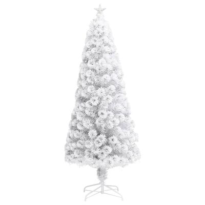 vidaXL Artificial Christmas Tree with LED White 6 ft Fiber Optic