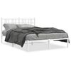 vidaXL Bed Frame White Powder-Coated Steel Double Bed Frame