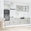 vidaXL Kitchen Cabinet Set Concrete Grey Engineered Wood & Glass