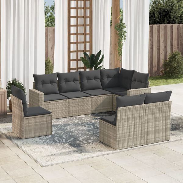 vidaXL Garden Sofa Set Light grey, Dark grey cushions