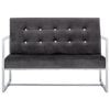vidaXL Armchair Dark Grey Polyester velvet, wood, chrome 2-seater