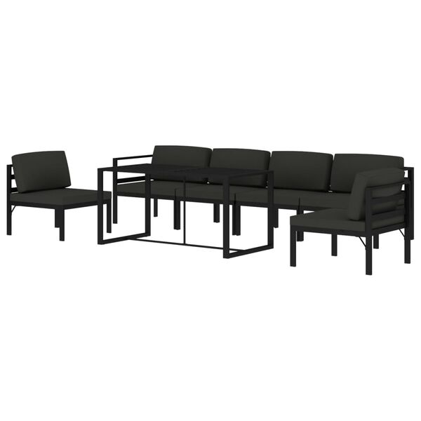 vidaXL Garden Lounge Set Anthracite Aluminum, 100% polyester 7 Piece Set
