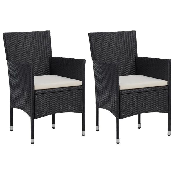 vidaXL Dining Set Black PE rattan, WPC, Aluminum, Steel, Polyester Medium