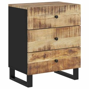vidaXL Bedside Cabinet Natural wood with black accents