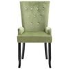 vidaXL Dining Chair Light Green Polyester Velvet, Solid Oak Wood